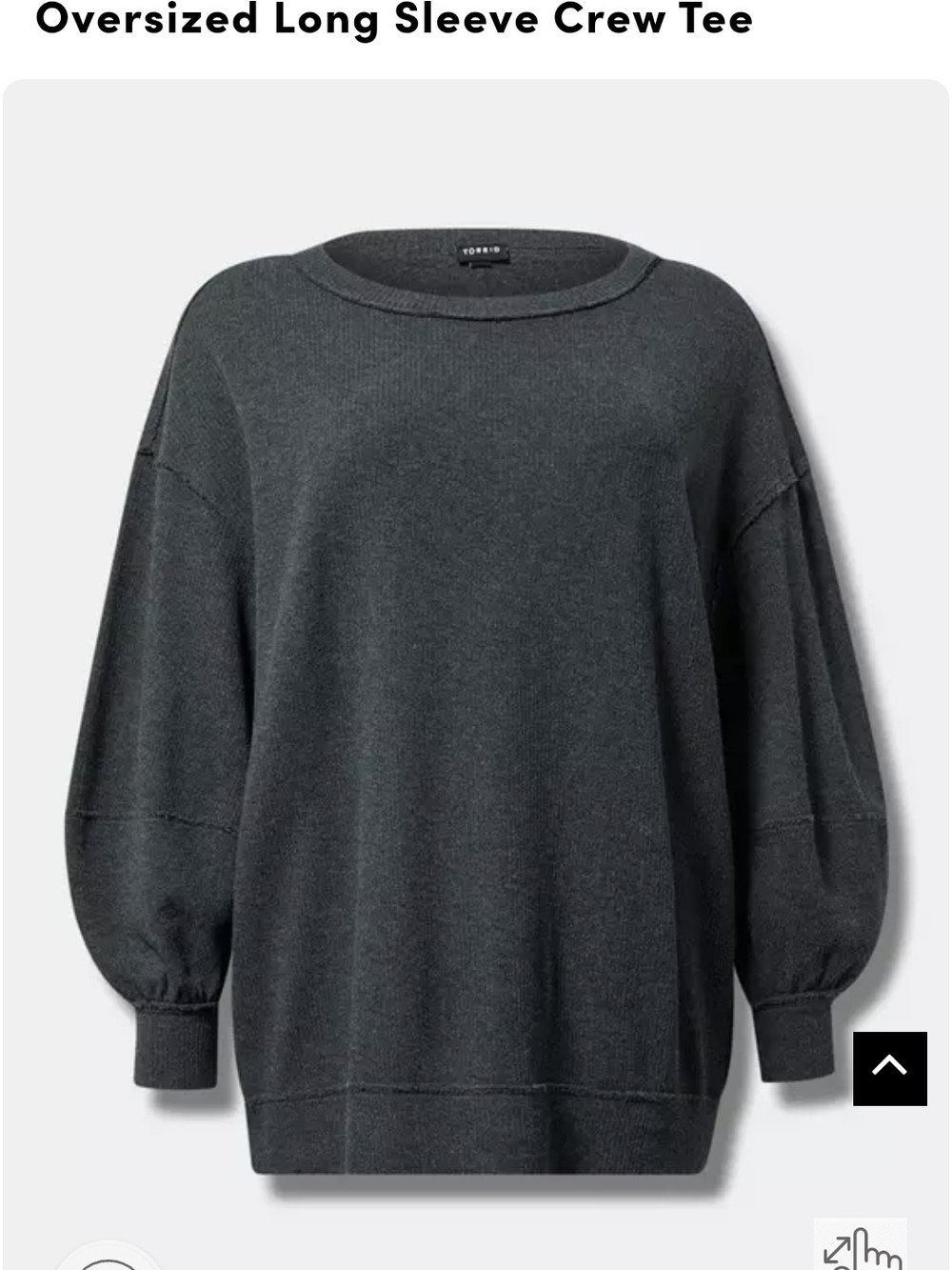 torrid Charcoal Gray Oversized Crewneck Sweater